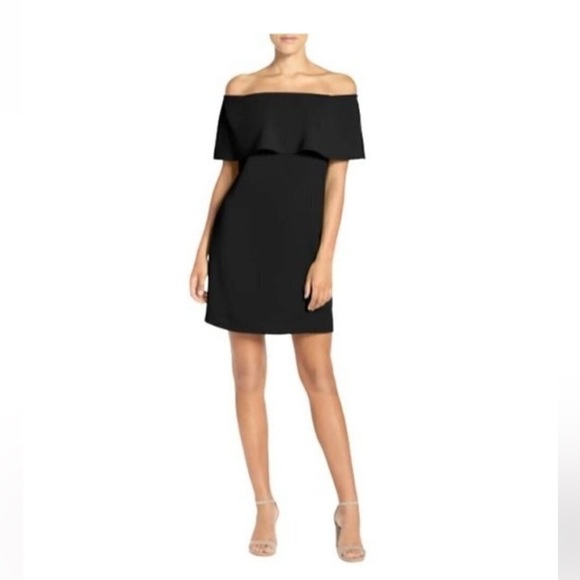 Charles Henry Classy Event Party Black Off-Shoulder Semi-Formal Sheath Dress - Picture 1 of 14
